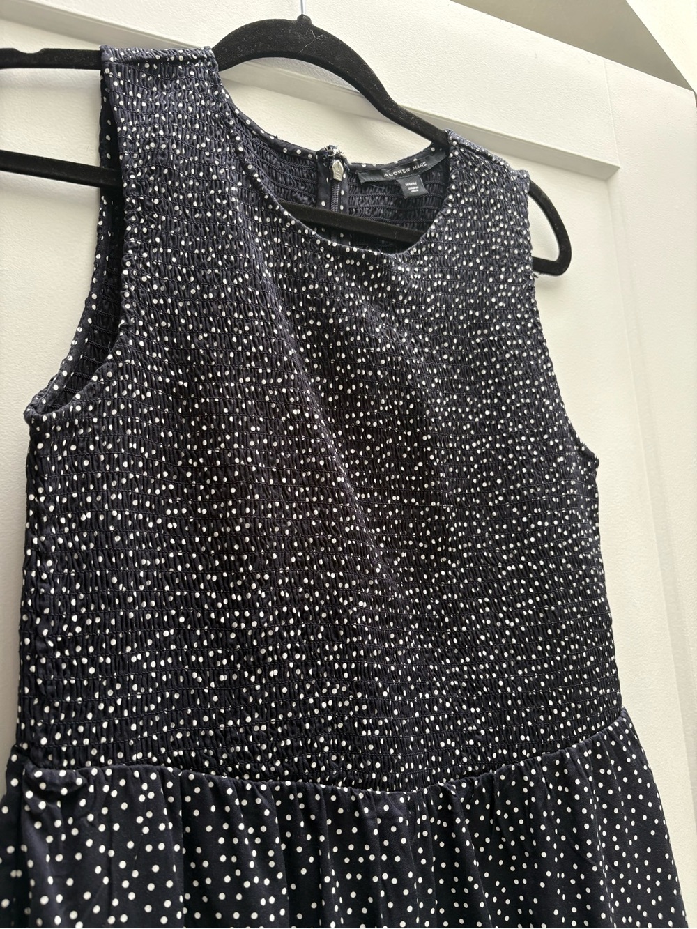 Sleeveless Navy Polka Dot Wide-Leg Jumpsuit